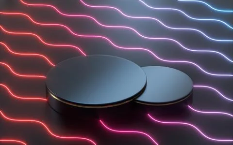Round stage with wave pattern decoration, 3d rendering. Stock Illustration