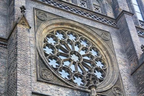 Round stained window. Stock Photos