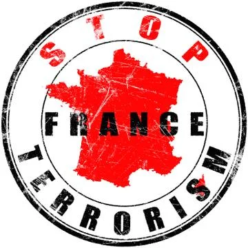 Round stamp with a message stop terrorism in France Stock Illustration