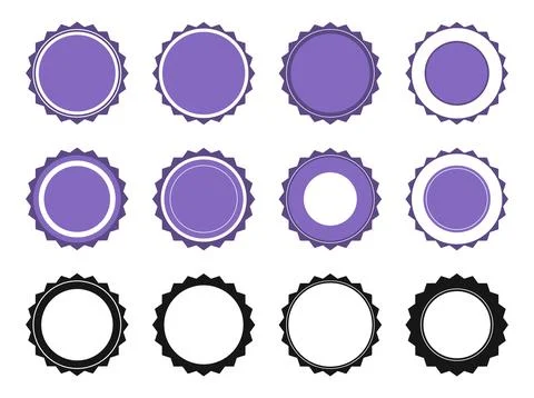 Round stamp signs set. Shape, badge star. Circle signs collection. Simple イラスト素材