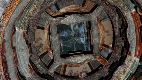 Round starry sky Caisson Ceiling in Temple of Agriculture, Beijing, China. Video stock 308227896