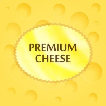 Round Sticker with Caption - Premium Cheese, Emblem on yellow background from Ilustración de archivo