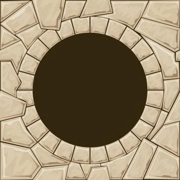 Round stone frame Stock Illustration