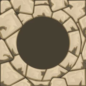 Round stone frame Stock Illustration