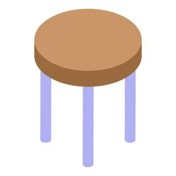 Round stool standing on three legs isometric icon Illustrazione stock