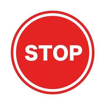 Round stop sign in red. Vector. Stock Illustration