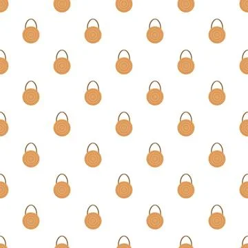 Round straw bag pattern for beach fashion design Stock Illustration