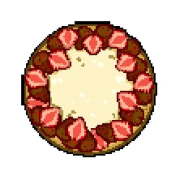 Round strawberry cake top view with copy space Stock Illustration