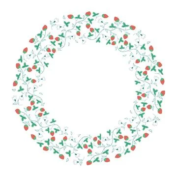 Round strawberry wreath Stock Illustration
