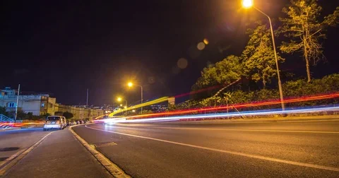 Round Street Sunset Timelapse 4K Stock Footage 74309735