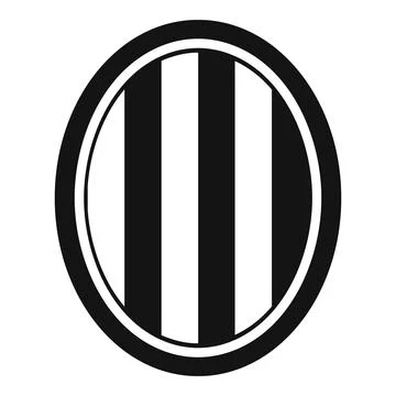 Round striped shield icon showing three vertical black bars Stock Illustration