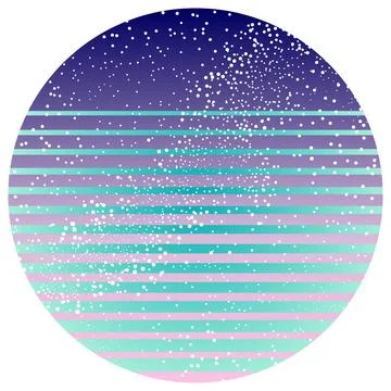 Round with stripes starry sky background Stock Illustration