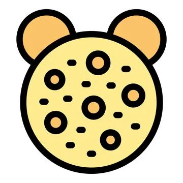 Round sugar cookie with chocolate chips and mouse ears representing sweet tre Stock Illustration