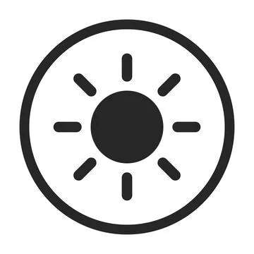 Round sun button. Brightness adjustment button. Vector. Stock Illustration