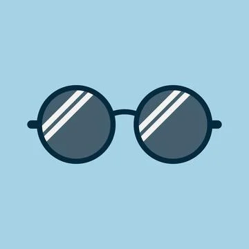 Round sun glasses with shadows vector icon Stock Illustration