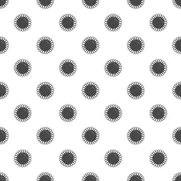 Round sunflower pattern seamless vector Stock Illustration