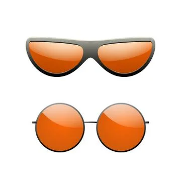Round sunglasses 3D set. Summer sunglass shade isolated white background. Fun Stock Illustration