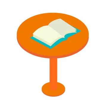 Round table and book isometric vector illusatrtion Stock Illustration
