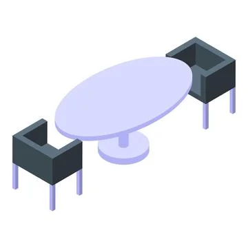 Round table and two chairs forming a meeting room in isometric view Stock Illustration
