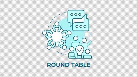 Round table blue concept icon animation Stock Footage 341020179