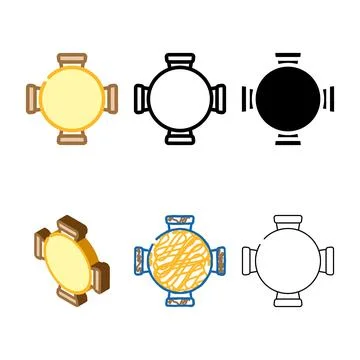Round table chair diversity top view color icon vector Stock Illustration