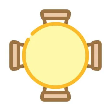Round table chair top view color icon vector illustration イラスト素材