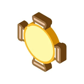 Round table chair top view isometric icon vector illustration Stock Illustration