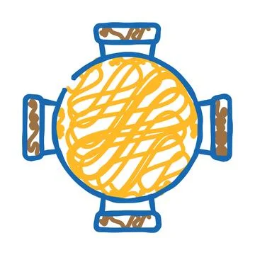 Round table chair top view icon doodle illustration Иллюстрация