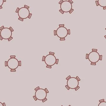Round table chair top view line vector seamless pattern Illustrazione stock