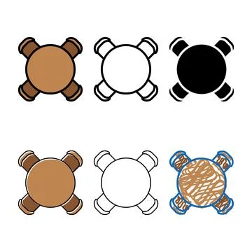 Round table chair top view color clean icon vector Stock Illustration