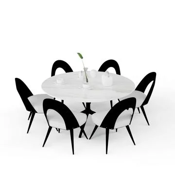 A round table with chairs, 3d rendering Иллюстрация