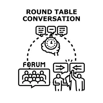 Round table conversation for discussion and ideas exchange Stock Illustration