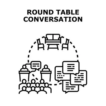 Round table conversation discussion meeting people speaking Illustration