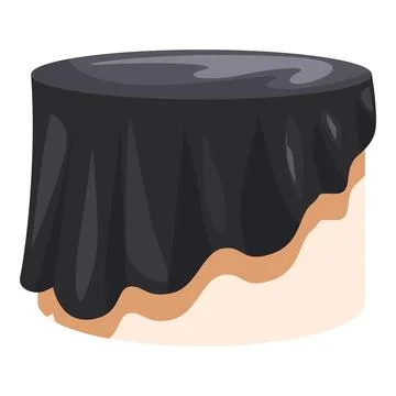 Round table covered with black tablecloth reaching the floor Illustrazione stock