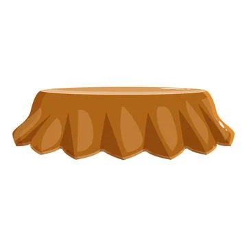 Round table covered with brown tablecloth on white background Illustrazione stock