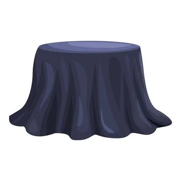Round table covered with dark blue tablecloth displaying elegance and mystery Illustrazione stock
