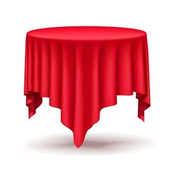 Round table covered with luxurious red silk illustration Stock Illustration