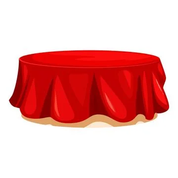 Round table covered with red tablecloth displaying elegance and sophisticatio Stock Illustration
