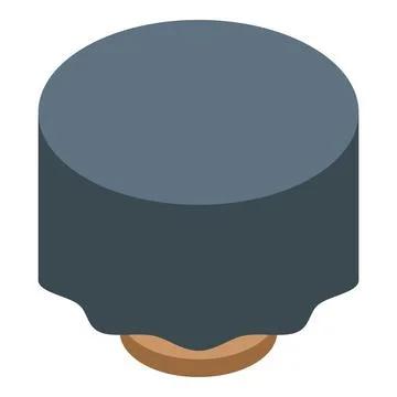 Round table with dark grey tablecloth covering isometric view Stock Illustration