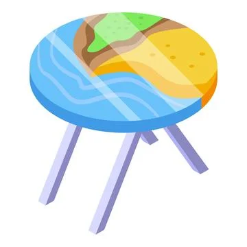 Round table epoxy resin icon isometric vector. Art design Stock Illustration