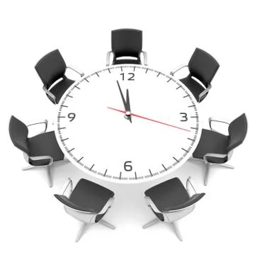 Round table with a large clock face イラスト素材