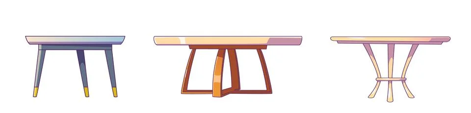 Round table with leg icon. Interior furniture set Illustrazione stock