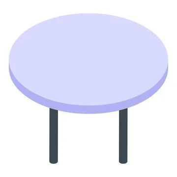 Round table with light purple surface and dark legs isometric view Stock Illustration