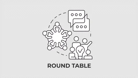 Round table line concept icon animation Stock Footage 340282961