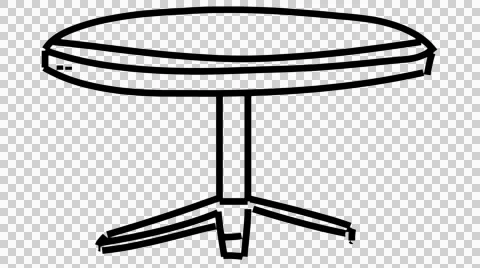 Round Table line drawing color illustration animation trasnparent Stock Footage 42861650