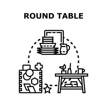 Round table meeting and discussion concept Stock Illustration