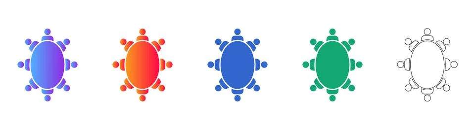 Round Table Meeting Gradient Icon Collection 스톡 일러스트