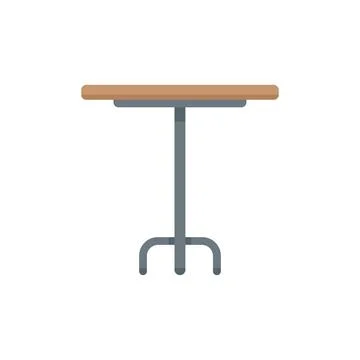 Round table with metal legs standing on white background Illustrazione stock