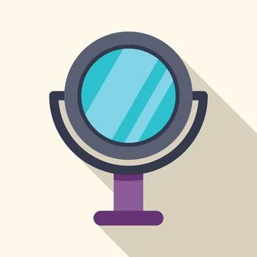 Round table mirror reflecting light blue background Stock Illustration