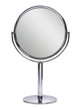 Round table mirror on a white background Stock Photos